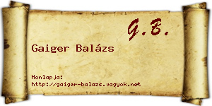 Gaiger Balázs névjegykártya